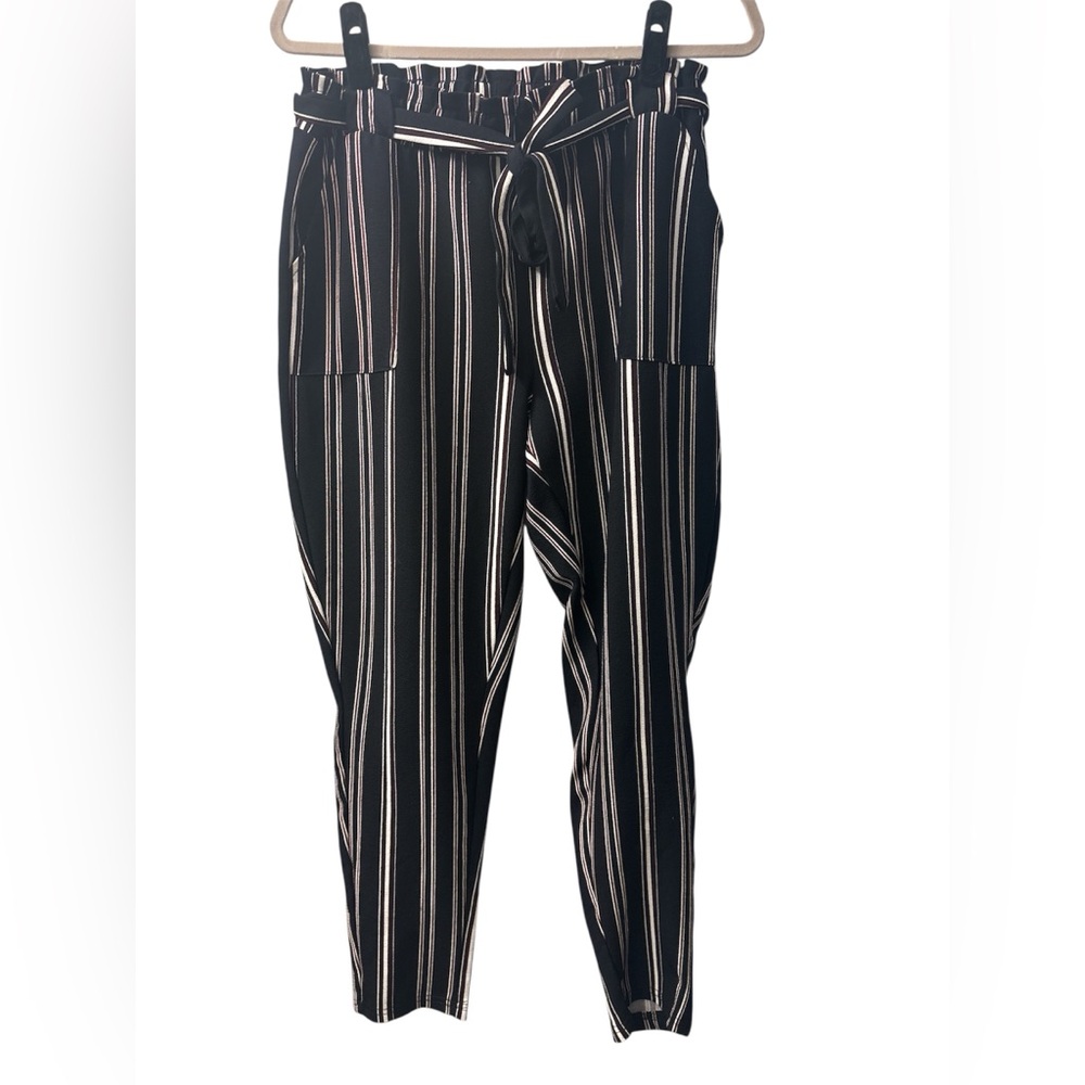 Hot Kiss Black and White Striped Trousers